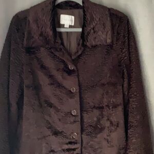 Erin London Chenille Velvet Coat Blazer in Brown ~ Size M